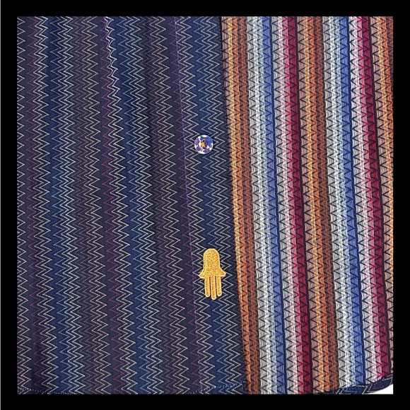 Luchiano Visconti Men’s Multi Color Chevron Striped Double Sided Shirt Size M - Picture 6 of 8